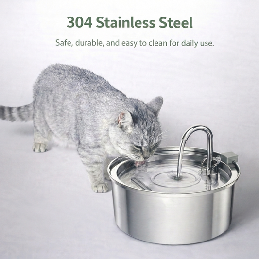 HydroFlow Cat Fountain - 3.2L Stainless Steel, Ultra-Quiet